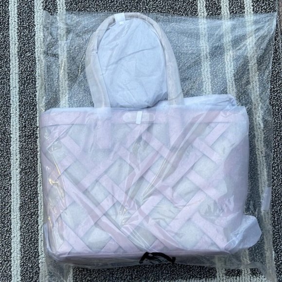 Michael Kors Sienna Large Tote Shoulder Bag Powder Blush Leather Canvas - Picture 7 of 16